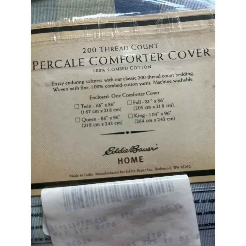 NEW Vintage EDDIE BAUER Twin Percale Comforter Cover Multi Striped